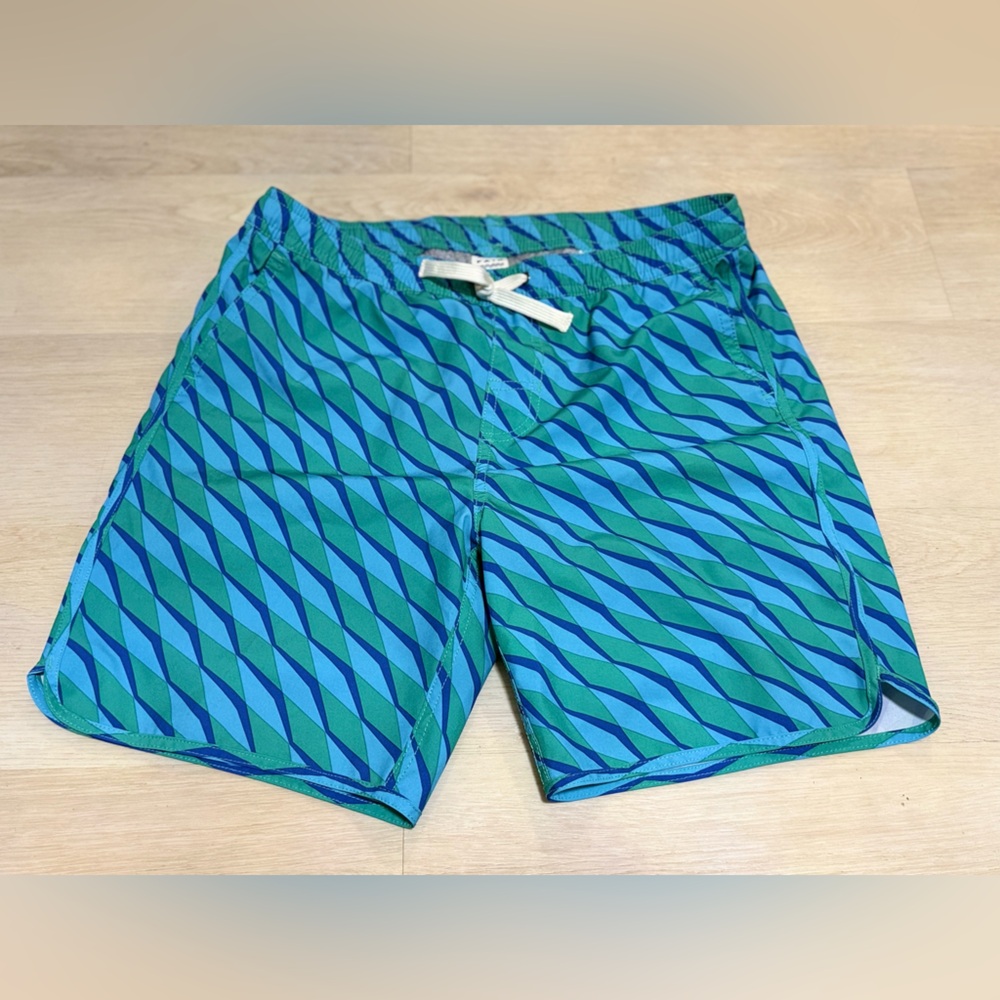 Fair Harbor Teal and Navy Patterned Swim Shorts